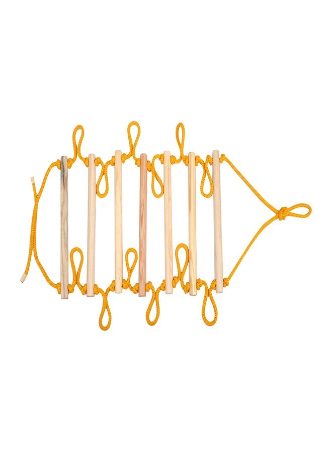BOFFLE Rope Ladder for Kids | Climbing Ladder for Kids | Wooden Ladder | Indoor Outdoor Games for Kids, Physical Activity for Play Activity Ninja for 3 to 10 Years (Yellow) - Image 2